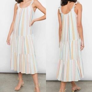 Rails Capri Linen Blend Dress in Melon Stripe size Small